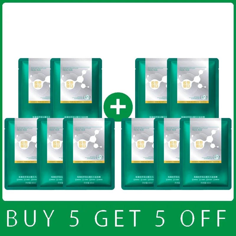 Seaweed Collagen Crystal Face Mask β Deep Hydration & Radiant Glow (5 pcs)