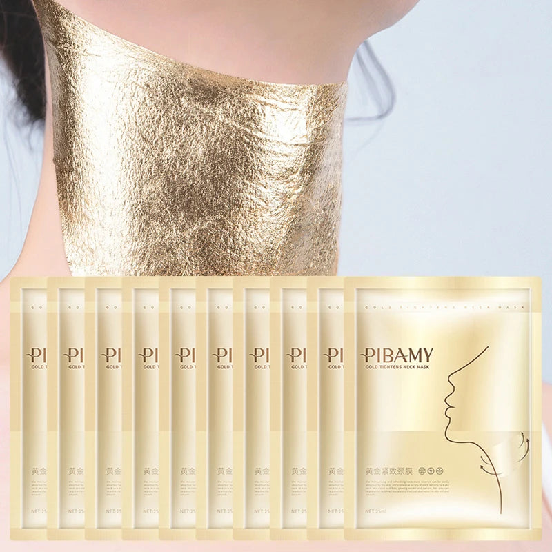 Gold Firming Neck Mask – Anti-Wrinkle & Hydrating Care (10 pcs)