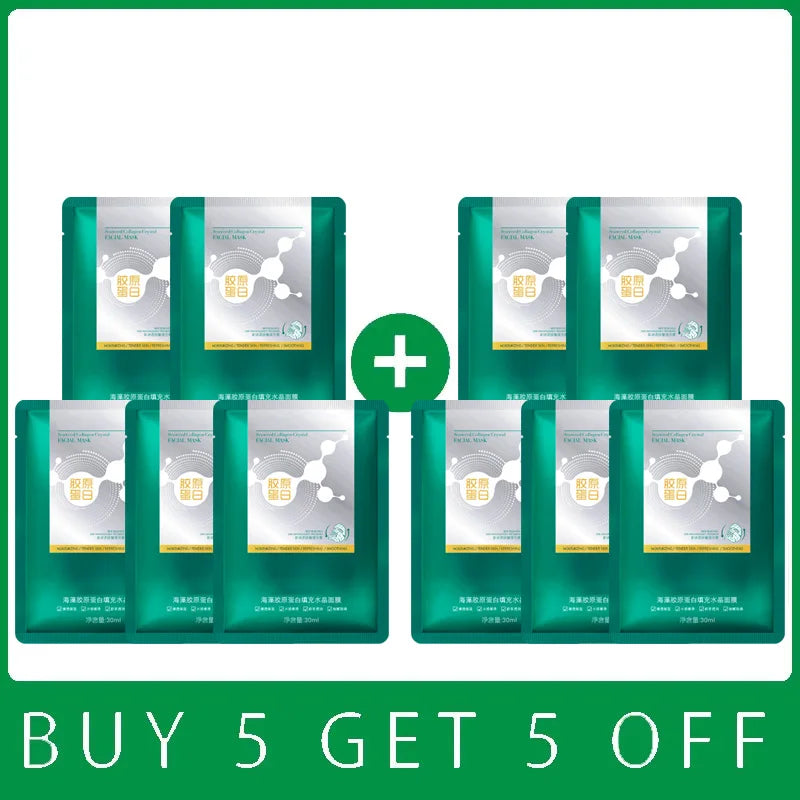 Seaweed Collagen Crystal Face Mask – Deep Hydration & Radiant Glow (5 pcs)