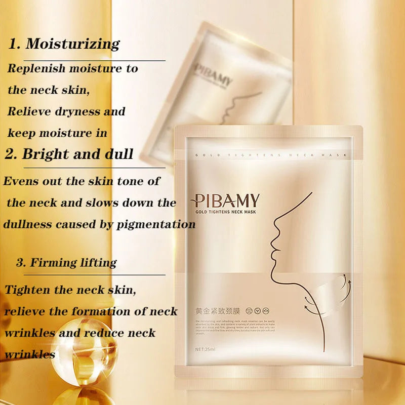 Gold Firming Neck Mask – Anti-Wrinkle & Hydrating Care (10 pcs)